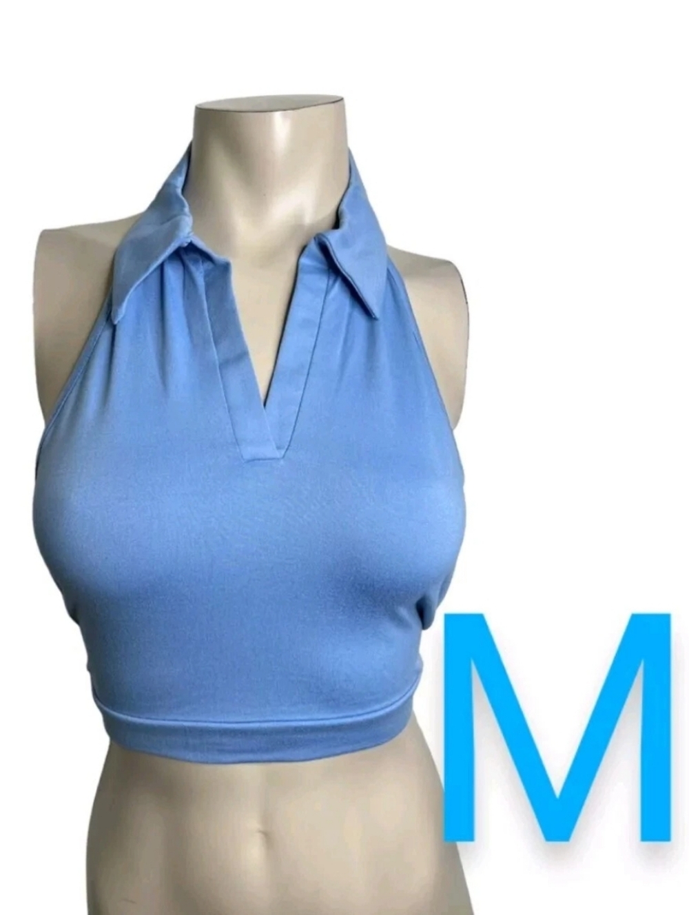 🆕Blue Halter Collar Neck Crop Top~Size M